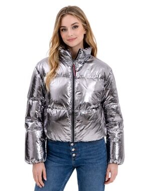 Tommy Hilfiger Metallic Silver Puffer Jacket - Size Small GUC